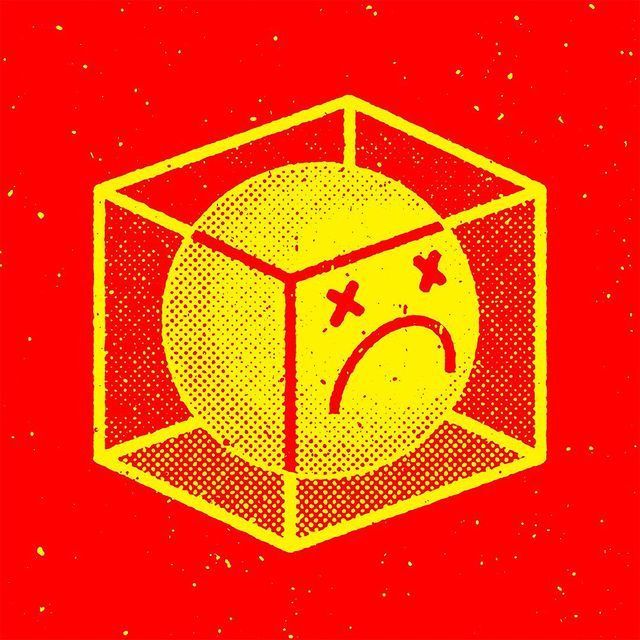 Sad Face in Yellow Cube