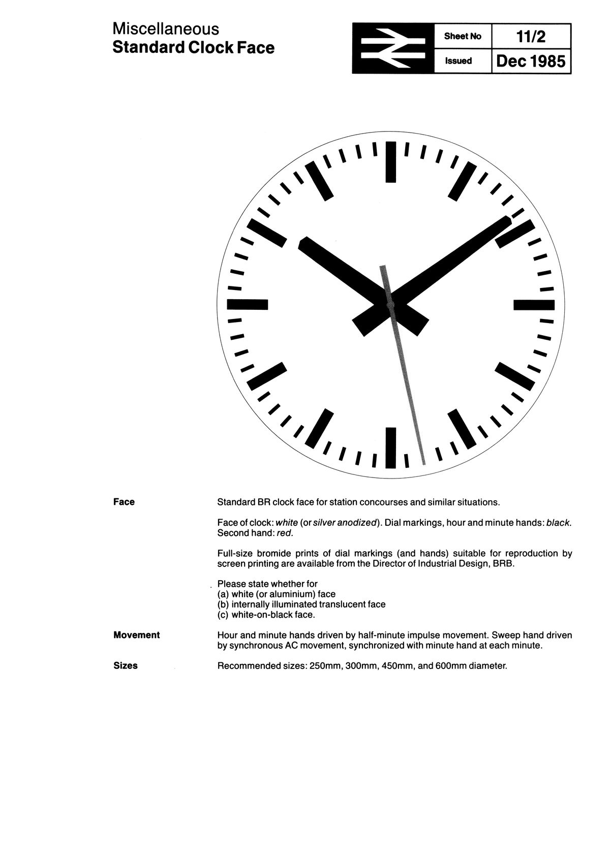 Standard BIR Clock Face