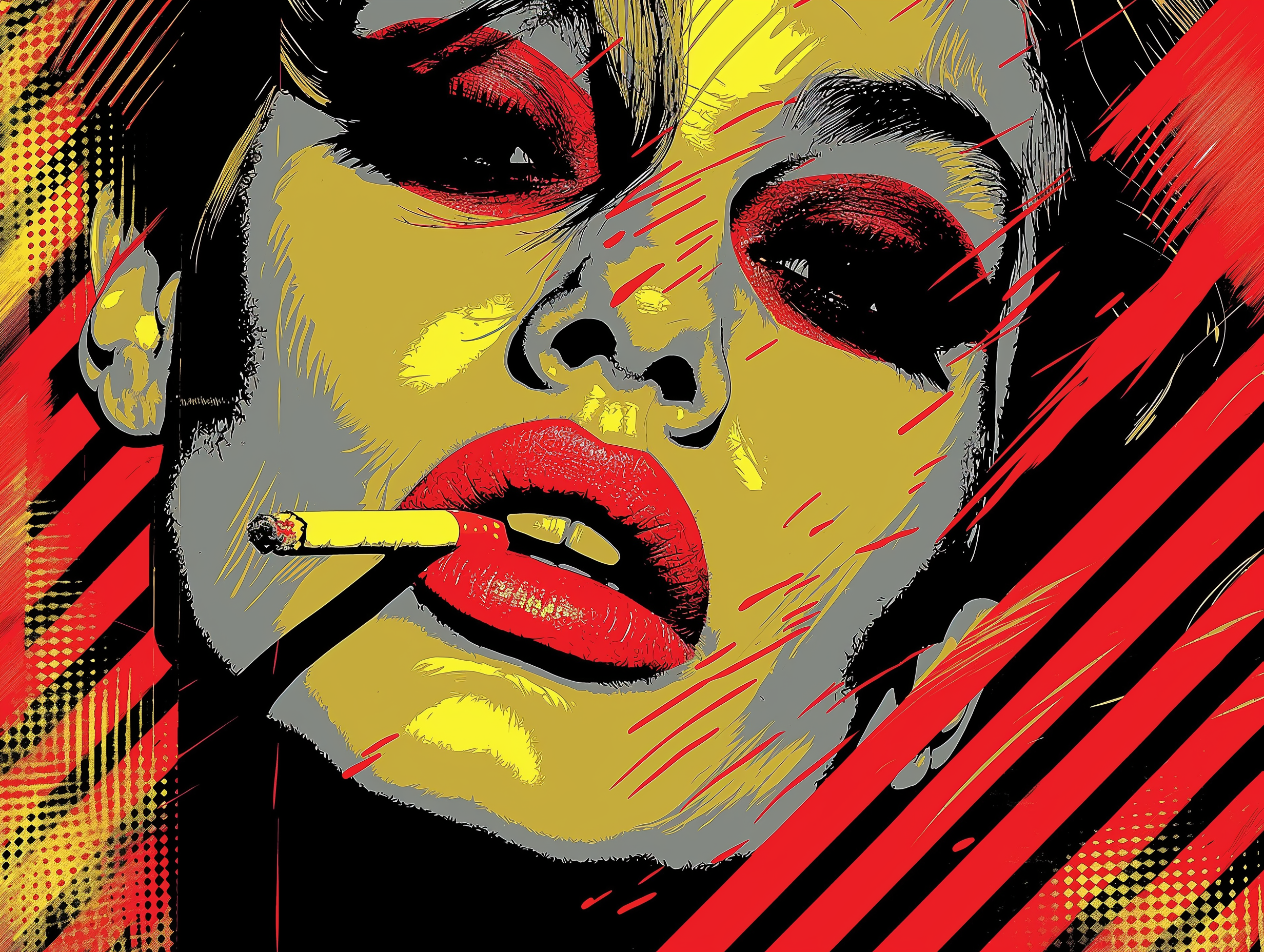 Pop Art Woman Smoking