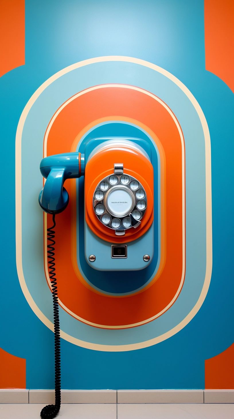 Retro Rotary Phone on Vibrant Background