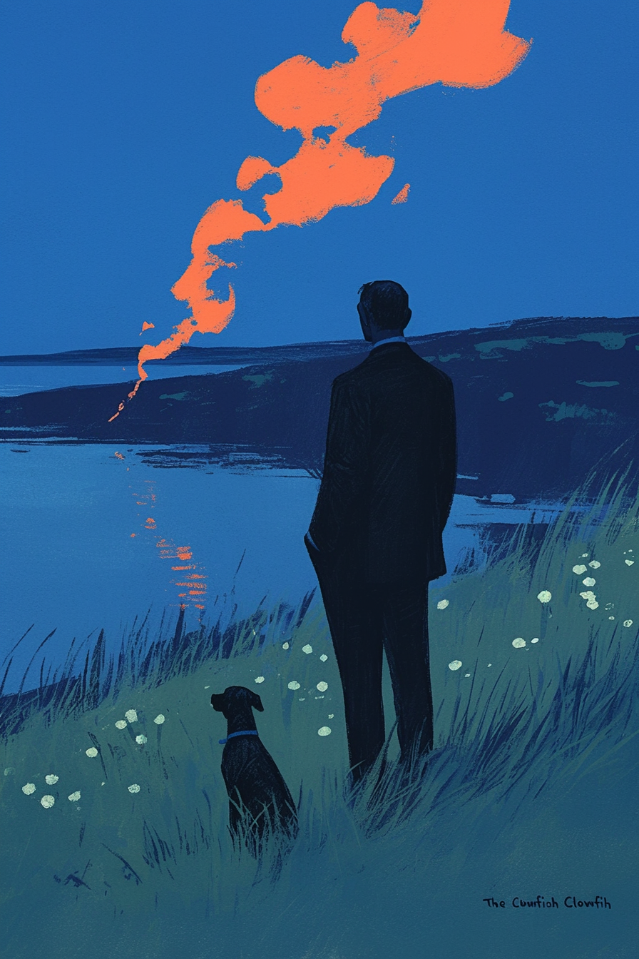 Man and Dog by Lake