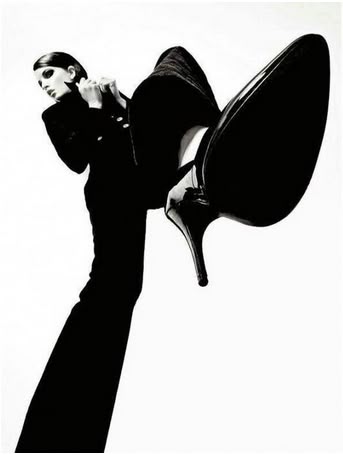 Fashion Model with Oversized Shoe