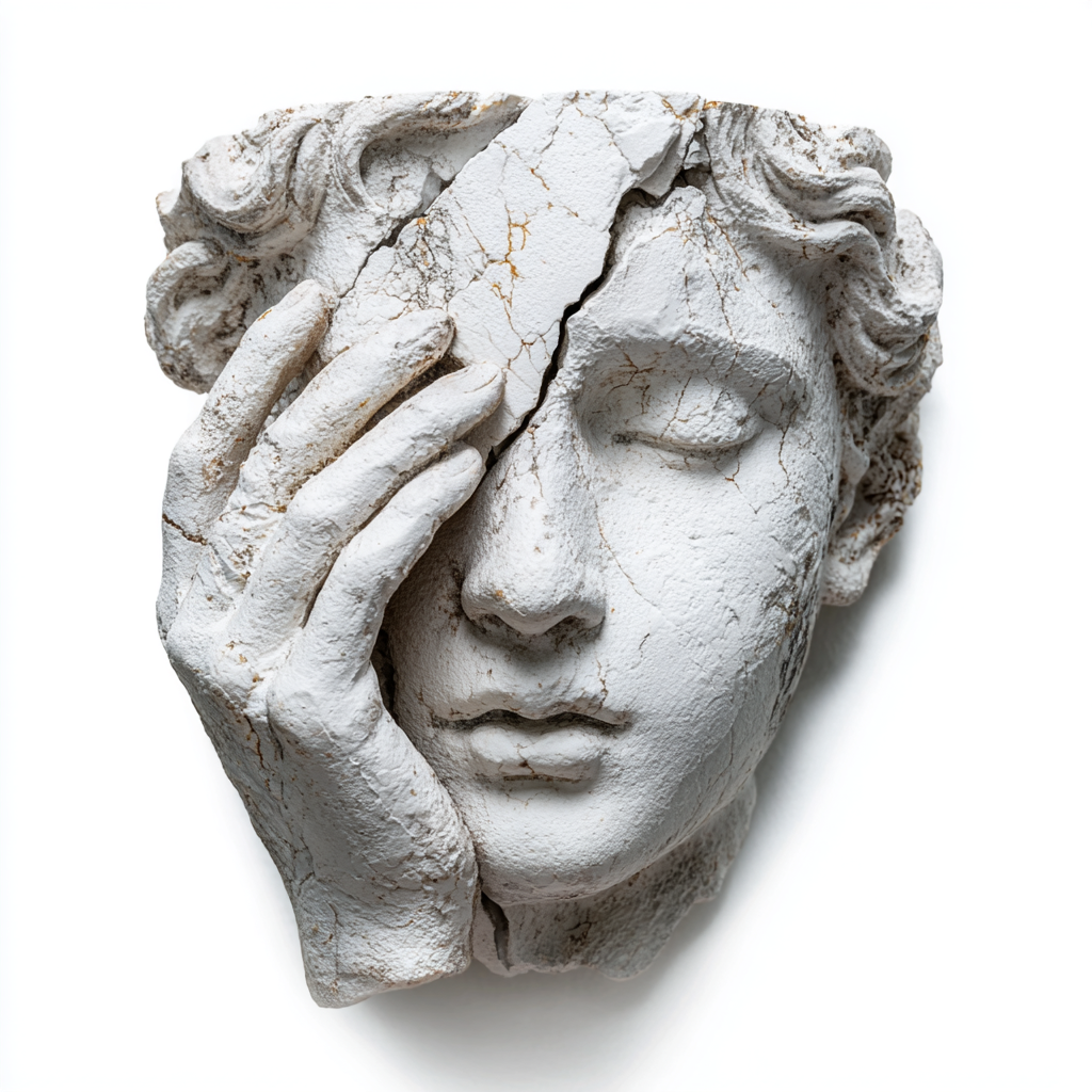 Cracked Clay Sculpture of a Woman