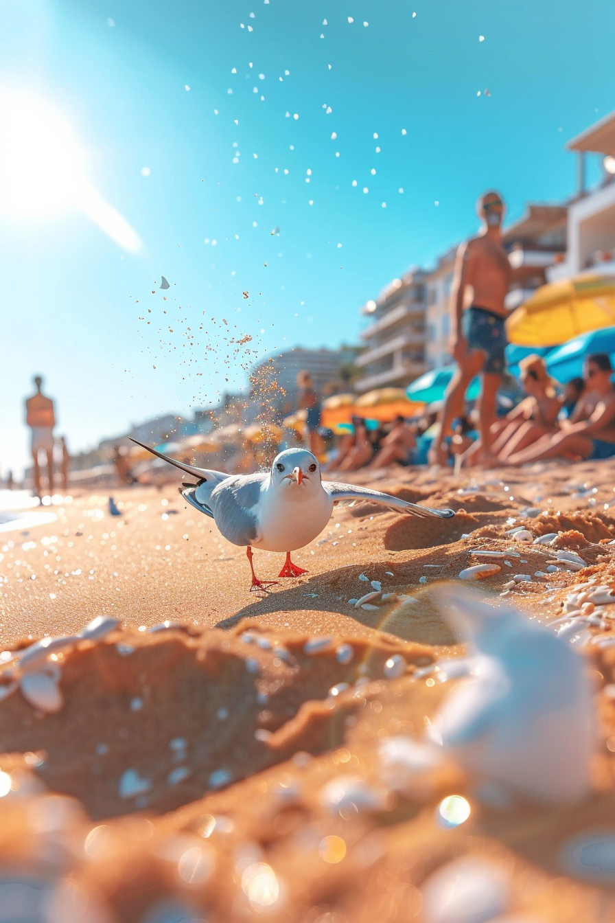 Seagull on Sandy Beach