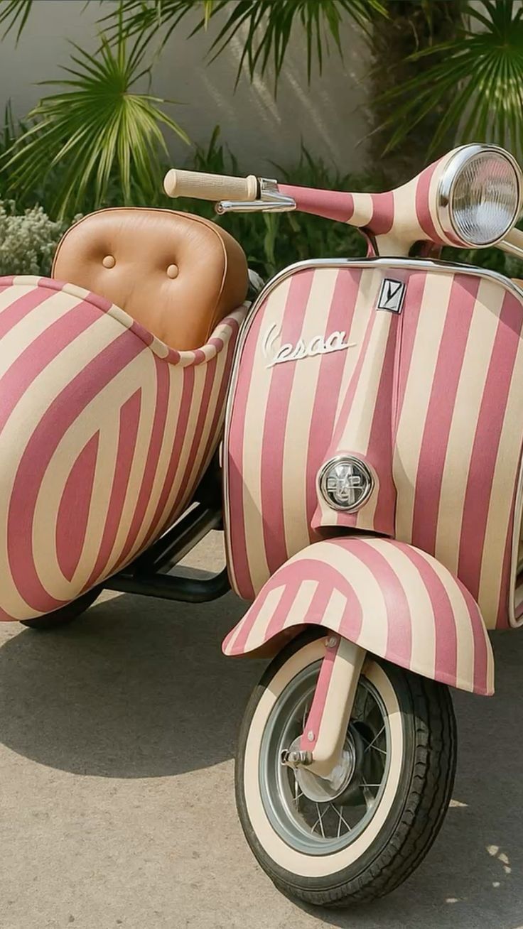 Vintage Vespa with Pink Stripes