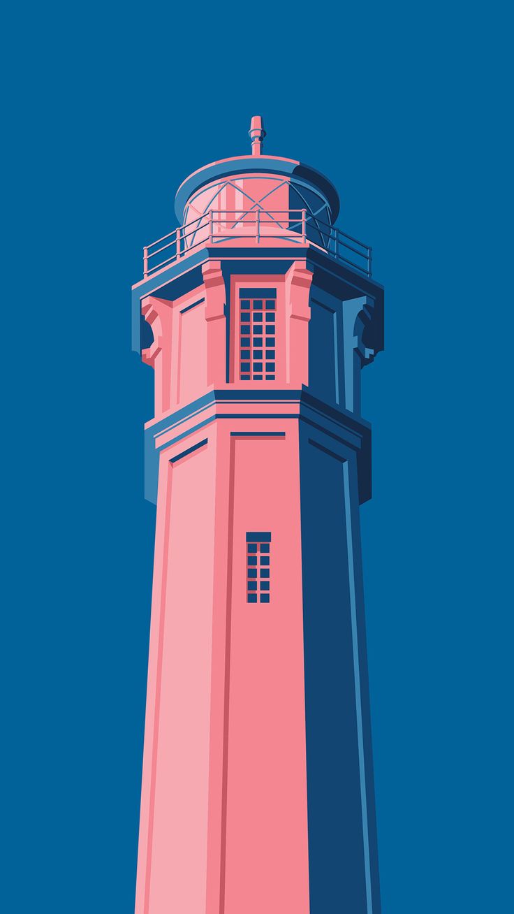 Pink Lighthouse Illustration