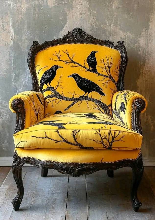 Elegant Gothic Chair with Ravens