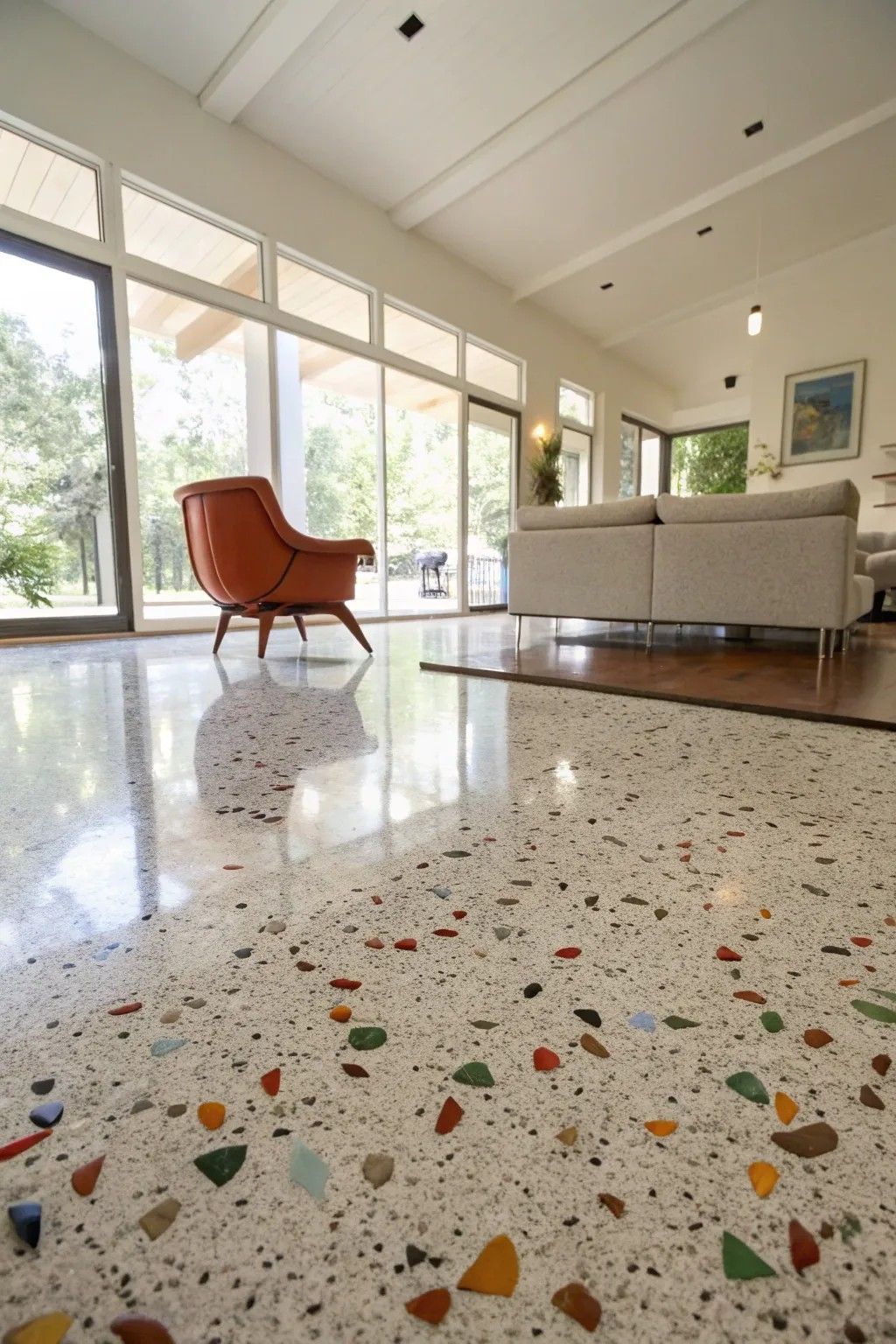 Modern Terrazzo Flooring Living Room