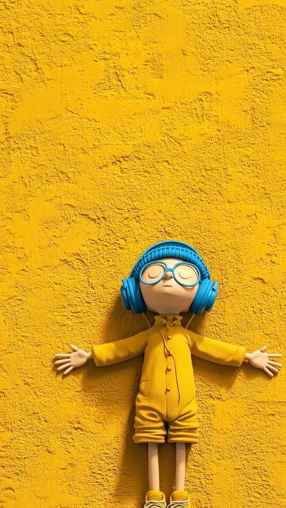 Cartoon Character with Blue Headphones