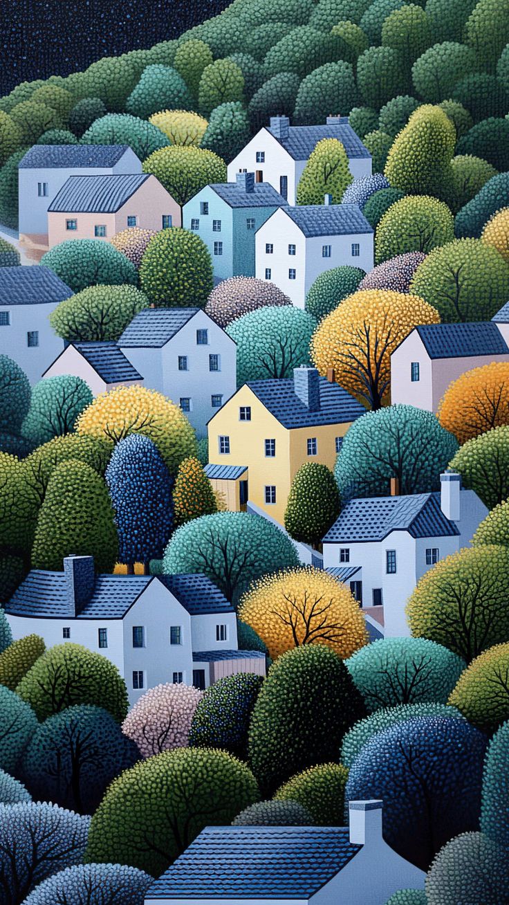 Colorful Village Landscape