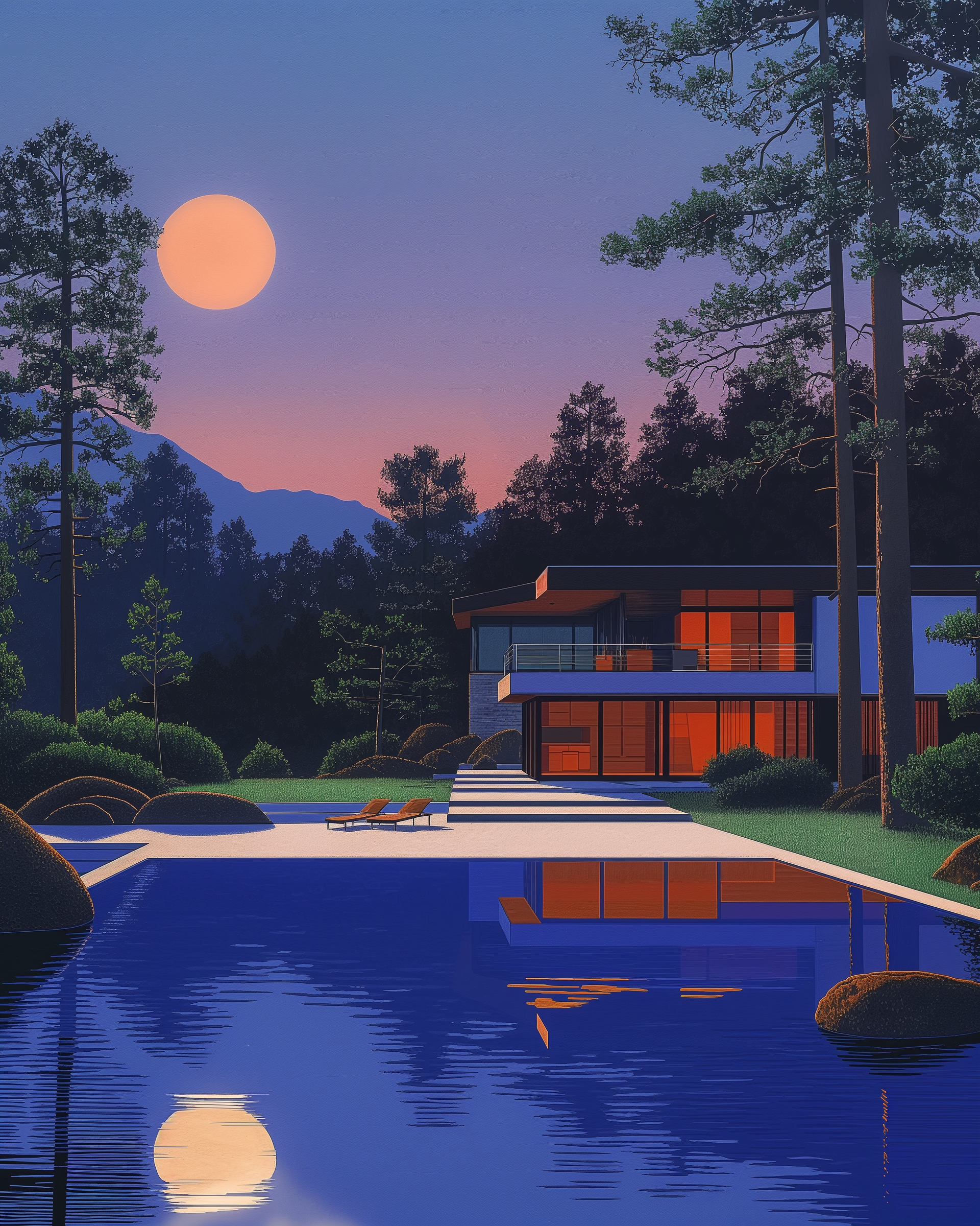 Modern House at Sunset