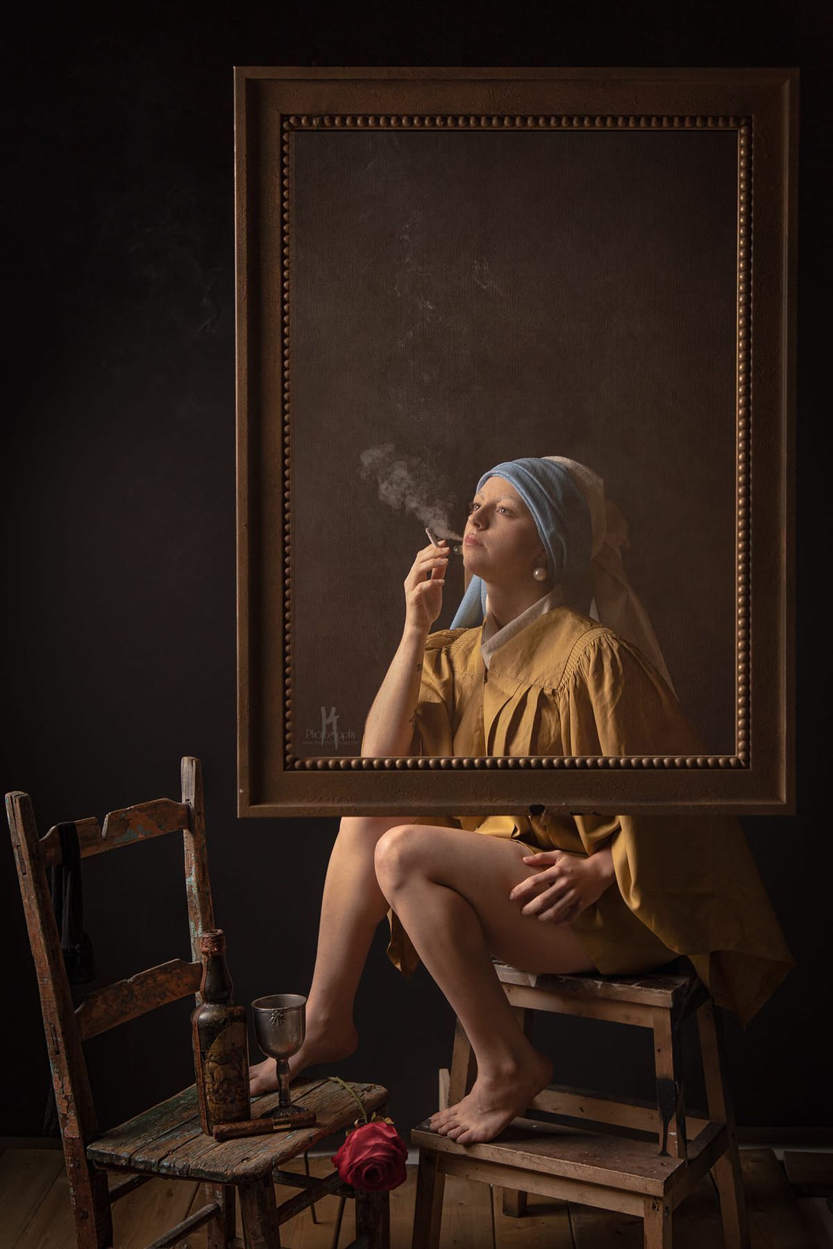 Girl Smoking in Renaissance Style