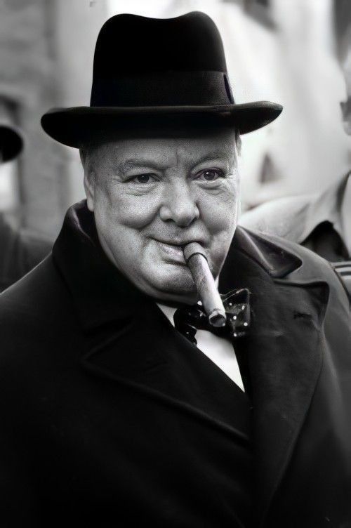 Winston Churchill Smoking a Cigar