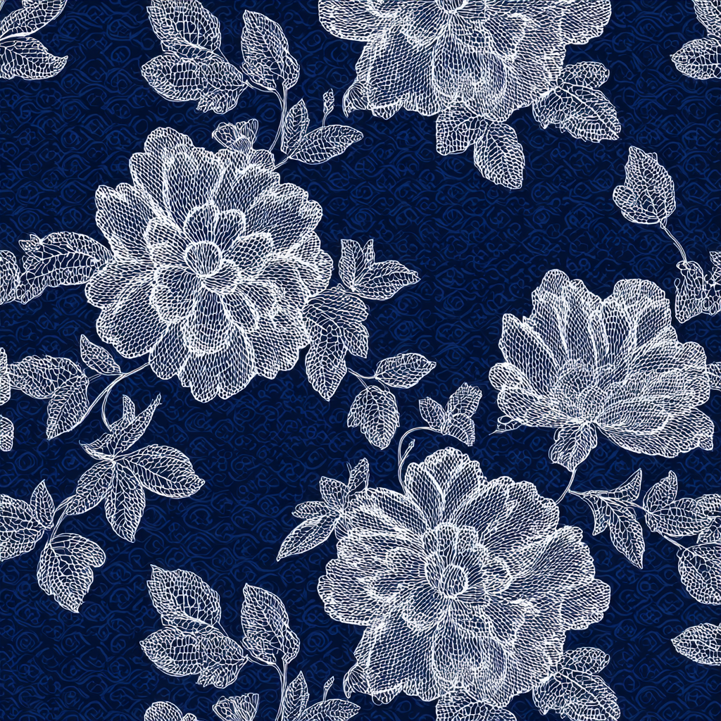 Elegant Floral Lace on Navy Background