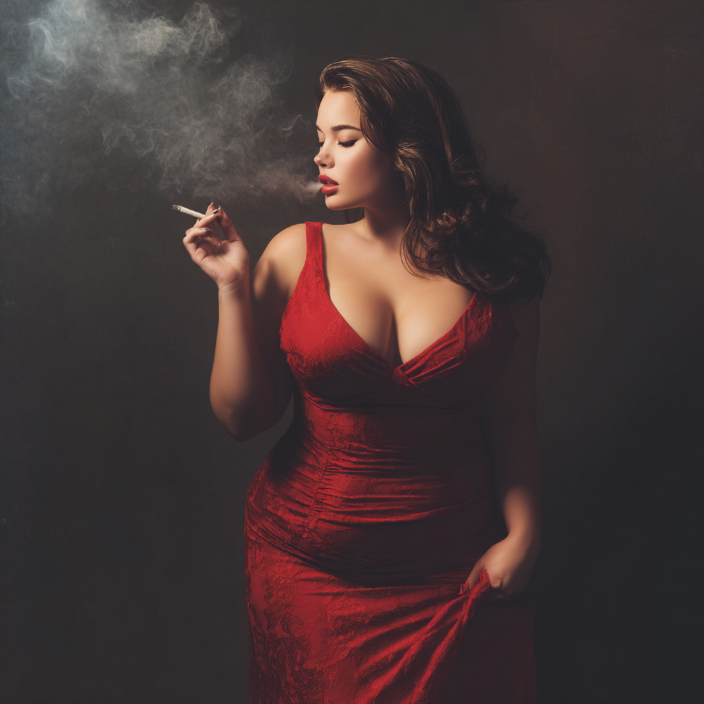 Red Velvet Dress Smoking
