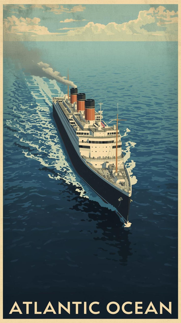 Vintage Cruise Ship Illustration
