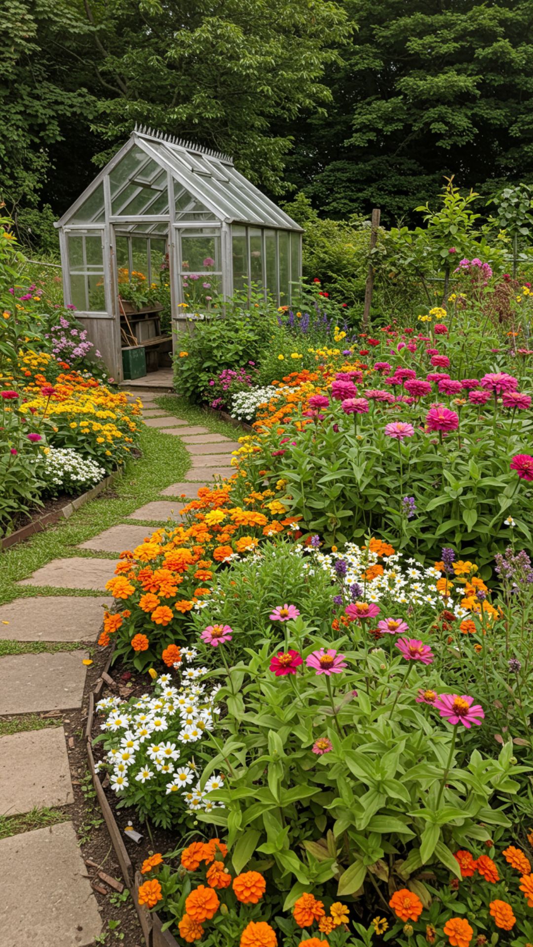 Garden Path with Vibrant Flowers