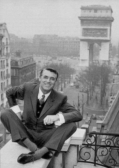 Cary Grant on Paris Balcony