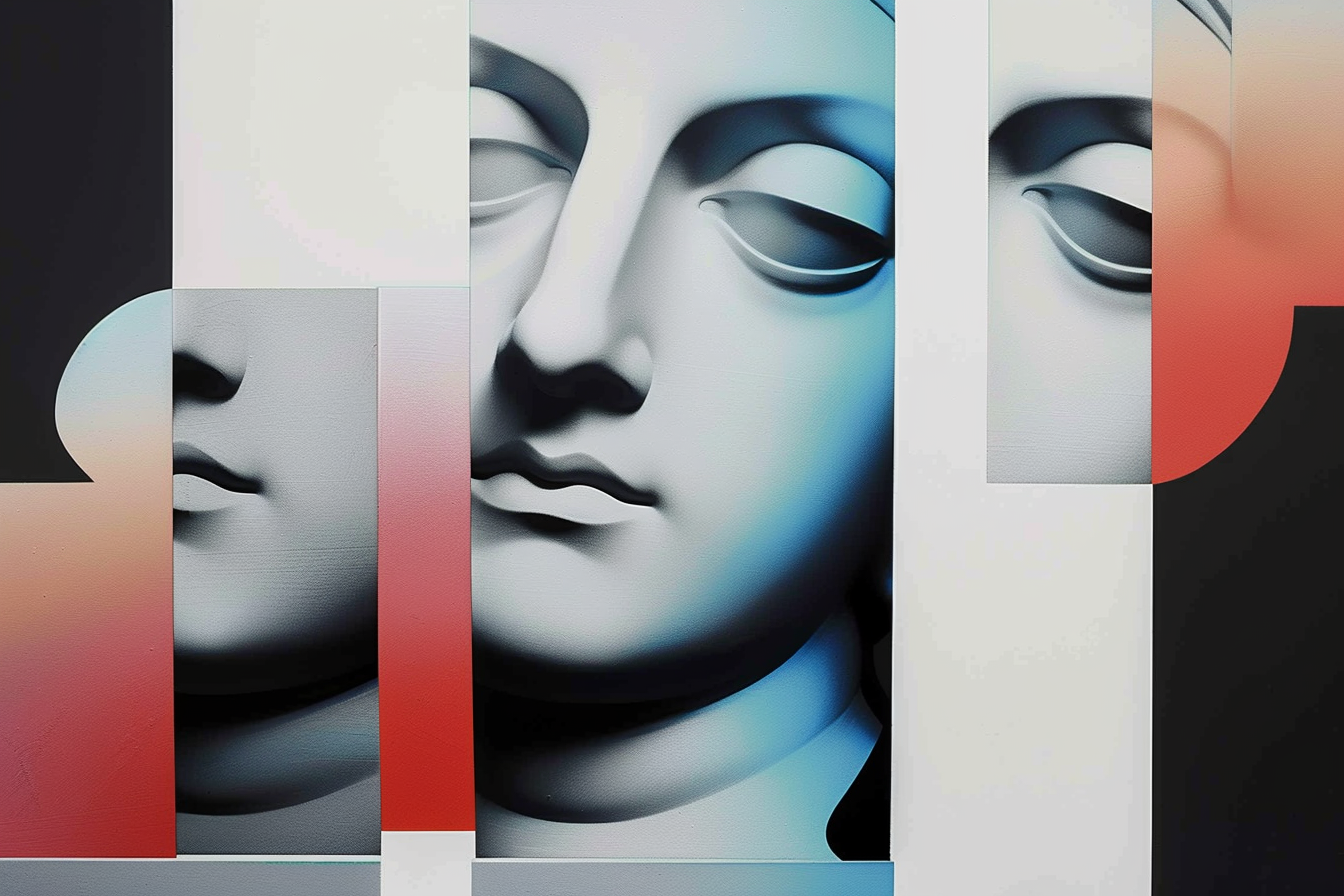 Abstract Face Triptych