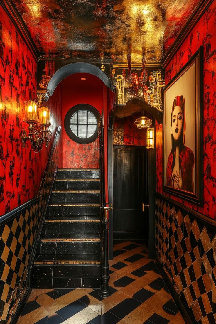 Gothic Red Hallway