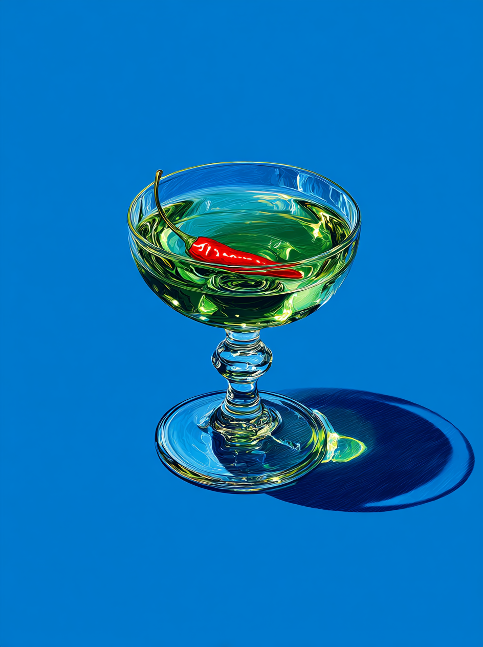 Green Cocktail with Chili Pepper