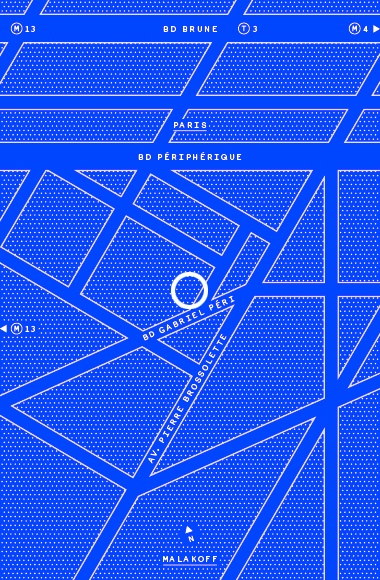 Blue Grid Map of Paris