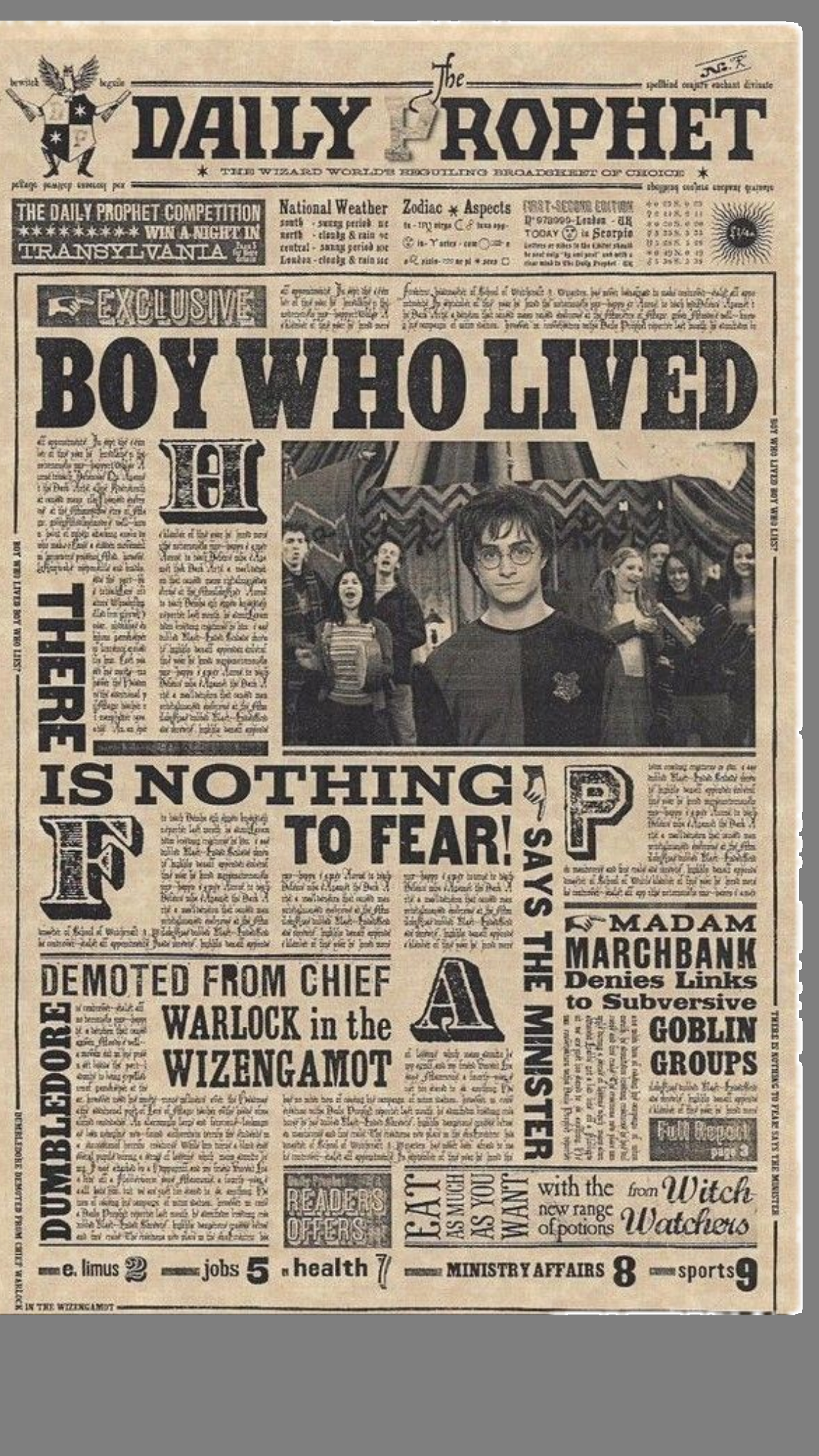 Boy Who Lived Newspaper Headlines