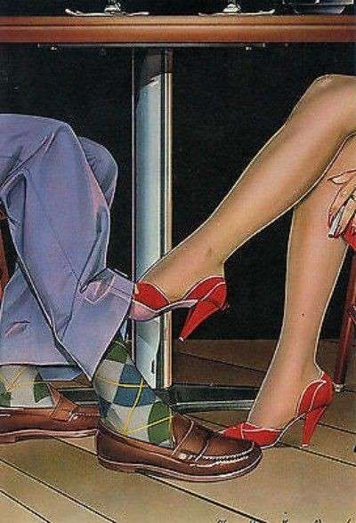 Red High Heels and Purple Coat