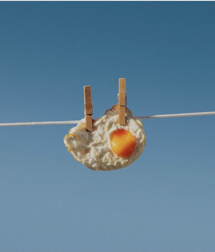 Fried Egg Hanging on Clothesline