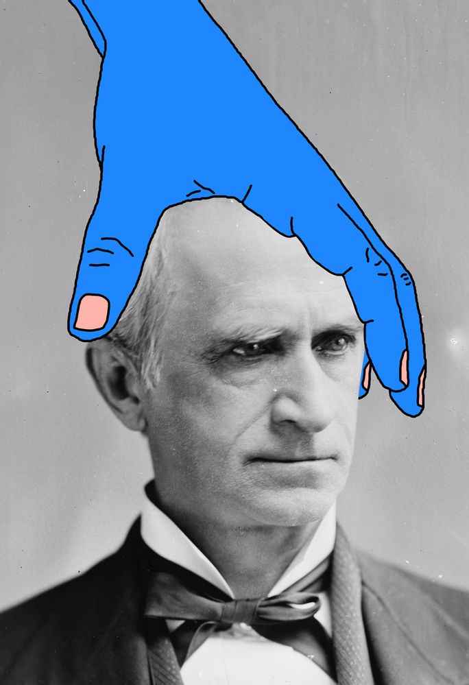 Blue Hand Covering Face