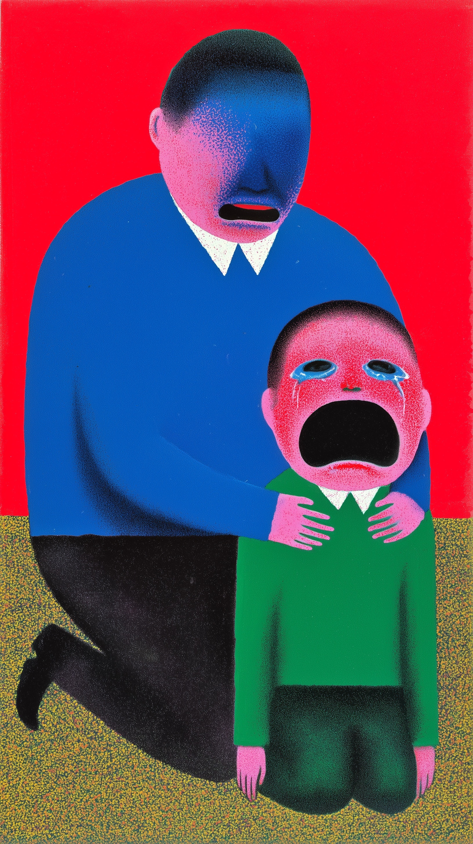 Crying Child Held by Adult