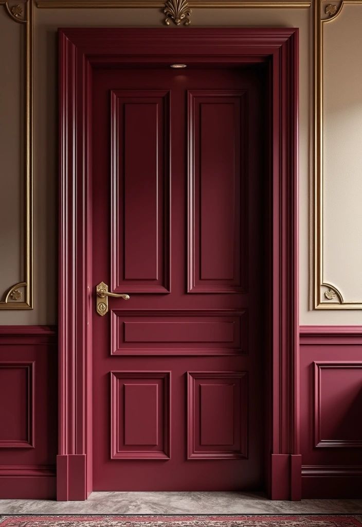 Elegant Red Door with Gold Hardware