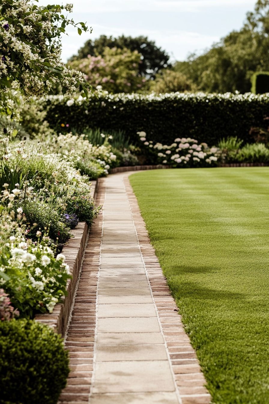 Garden Path Leading to Green Lawn