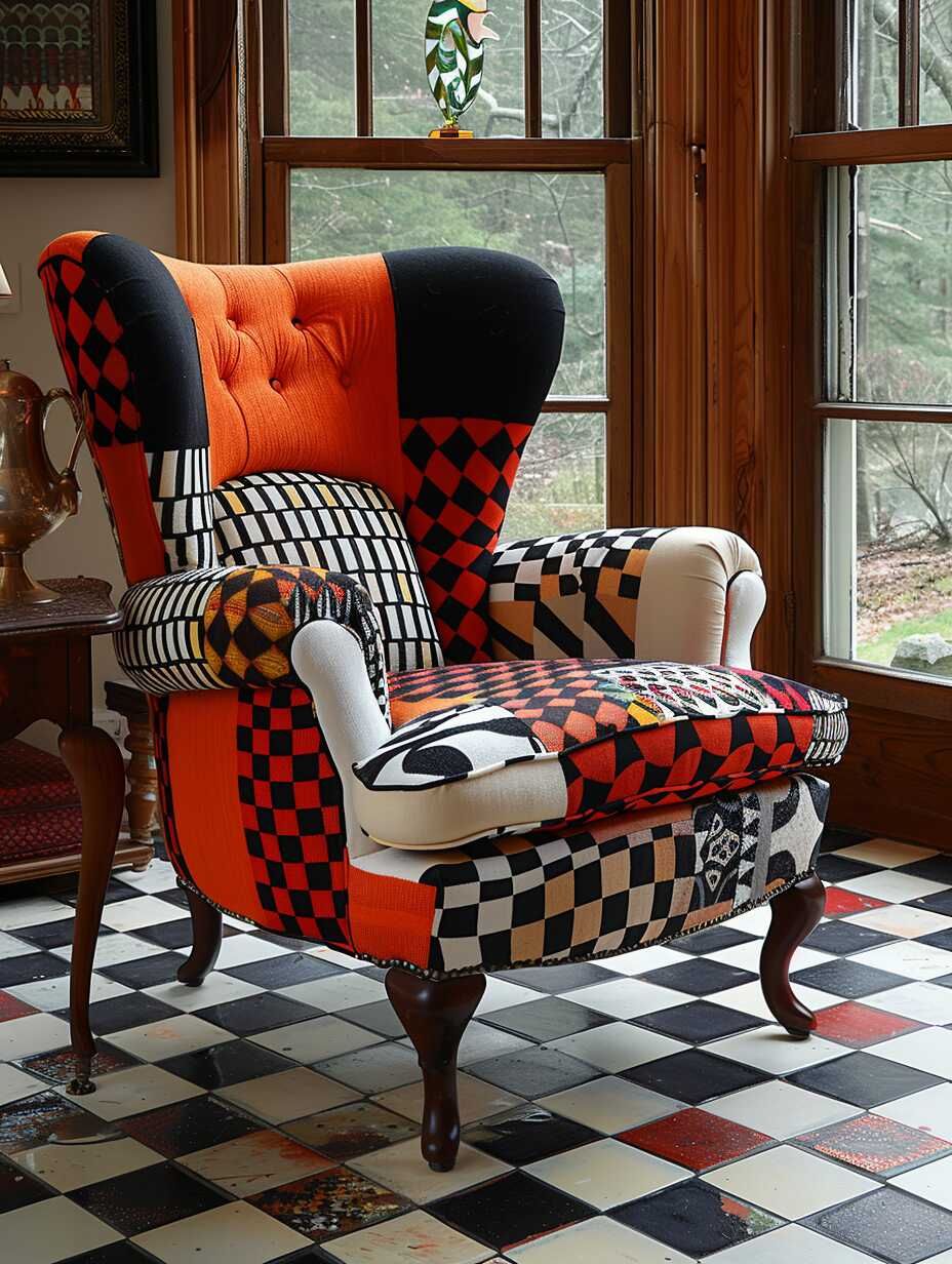 Patchwork Wingback Chair