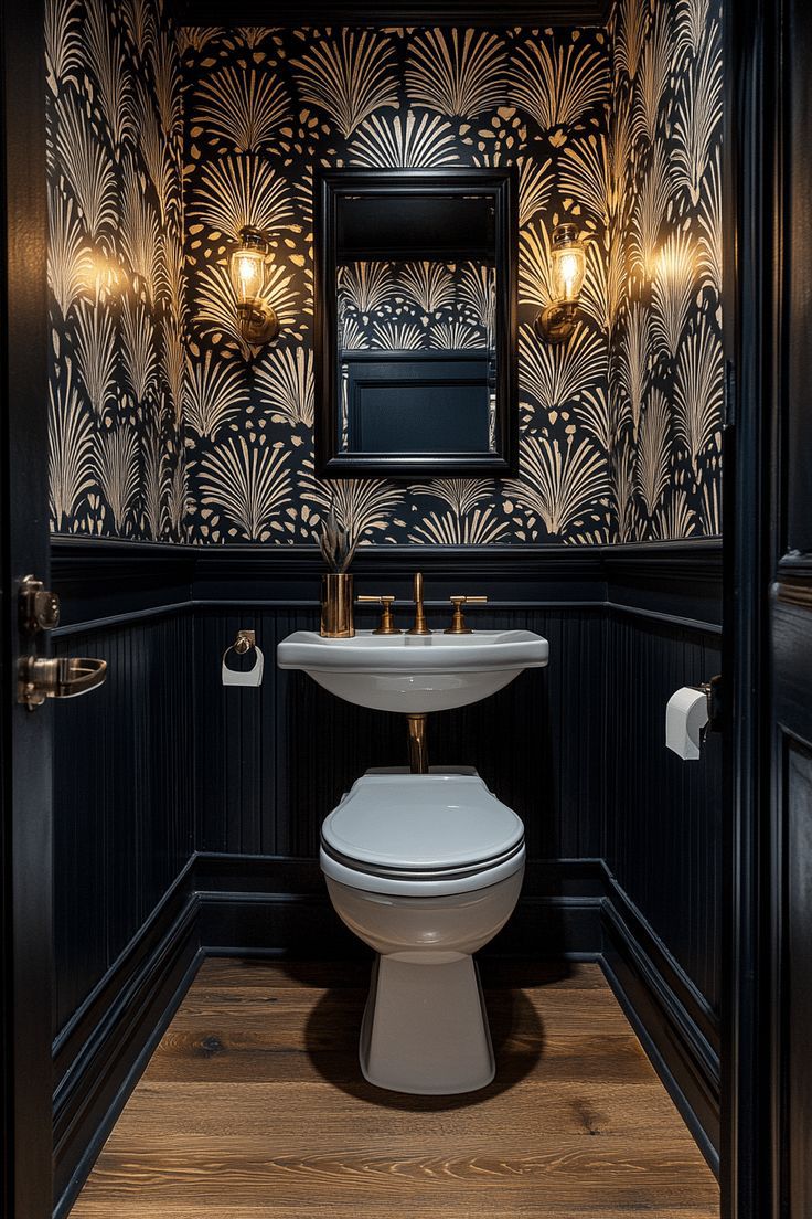 Elegant Black and Gold Bathroom