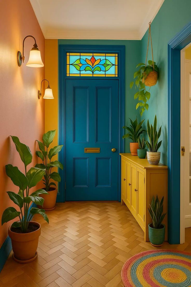 Cozy Entryway with Vibrant Colors