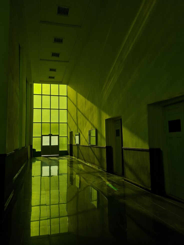 Green-lit corridor
