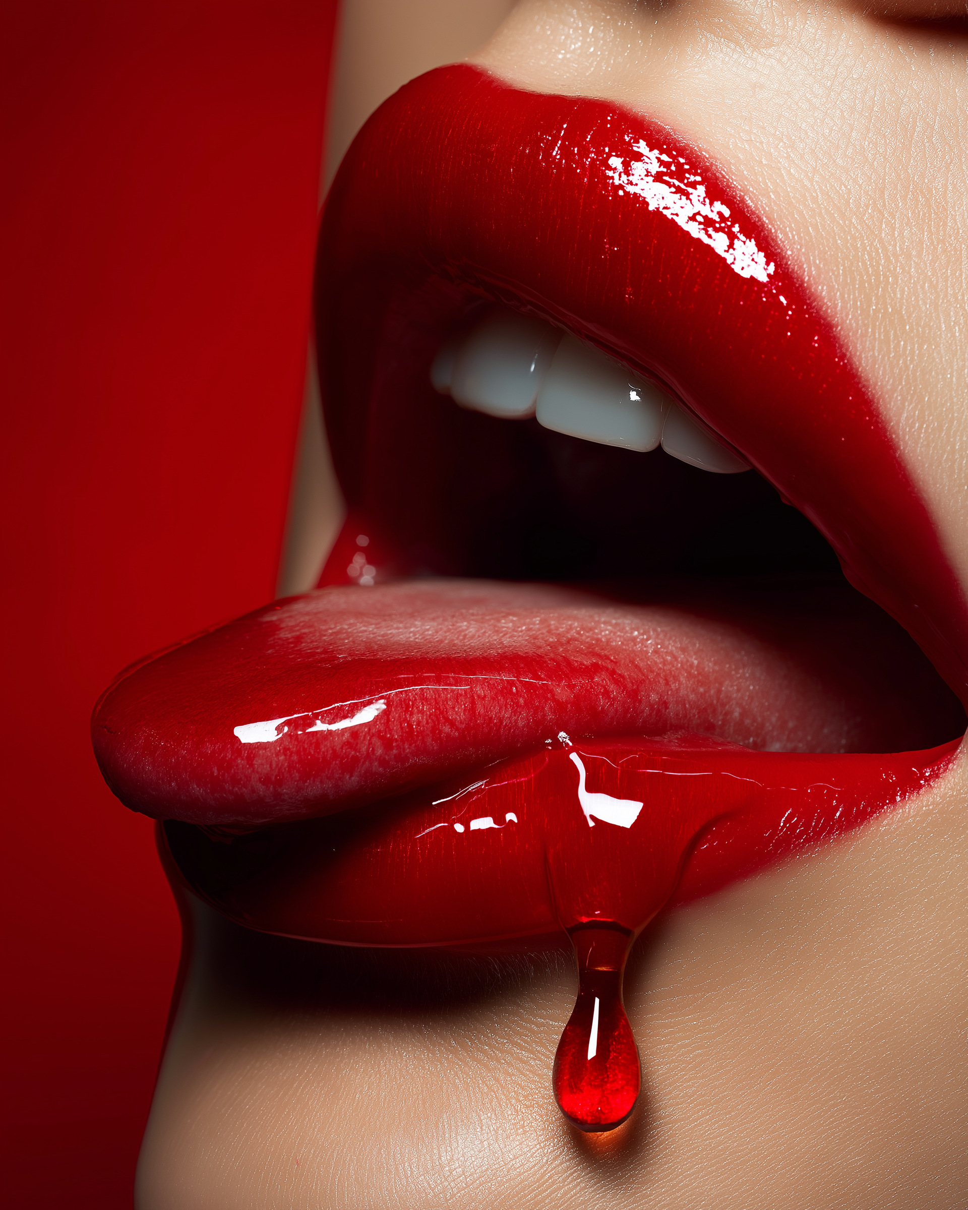 Glossy Red Lips