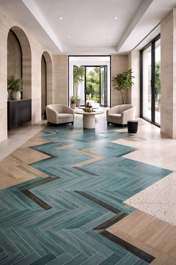 Modern Herringbone Flooring Lounge