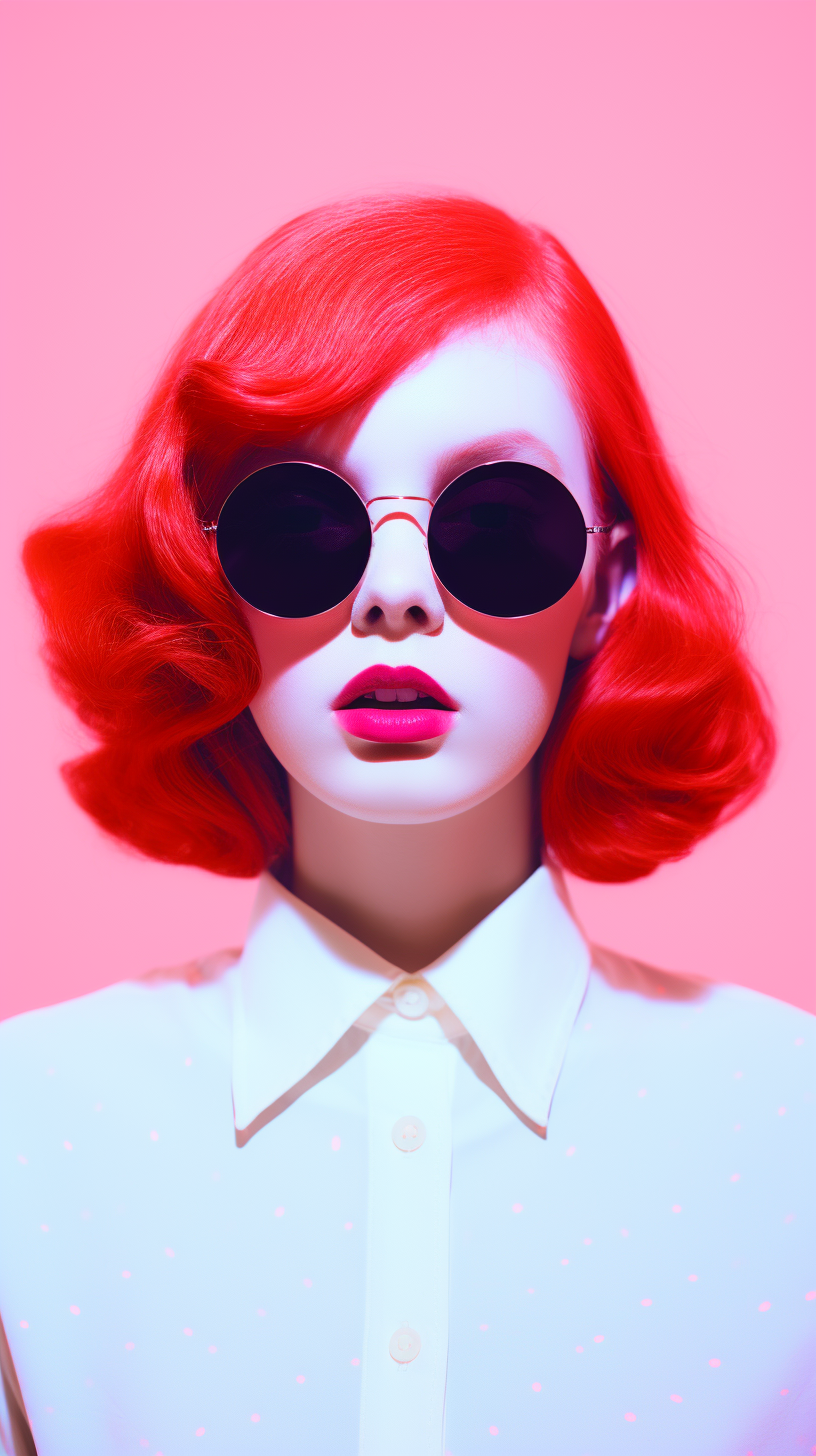 Red-haired Woman in Round Sunglasses