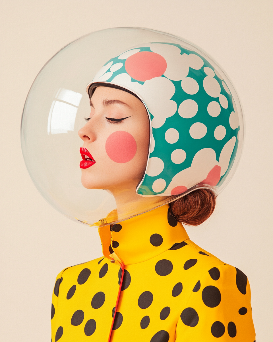 Polka Dot Futuristic Helmet