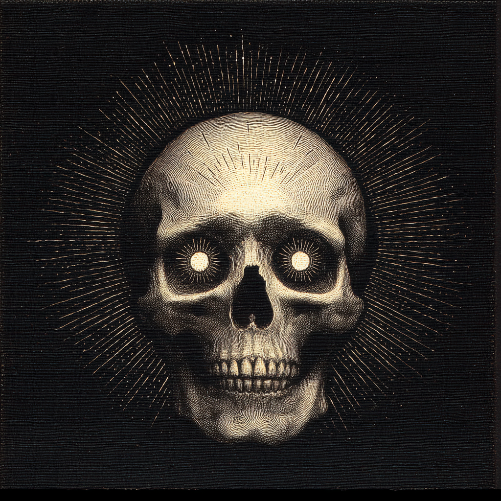 Skull with Radiating Lines