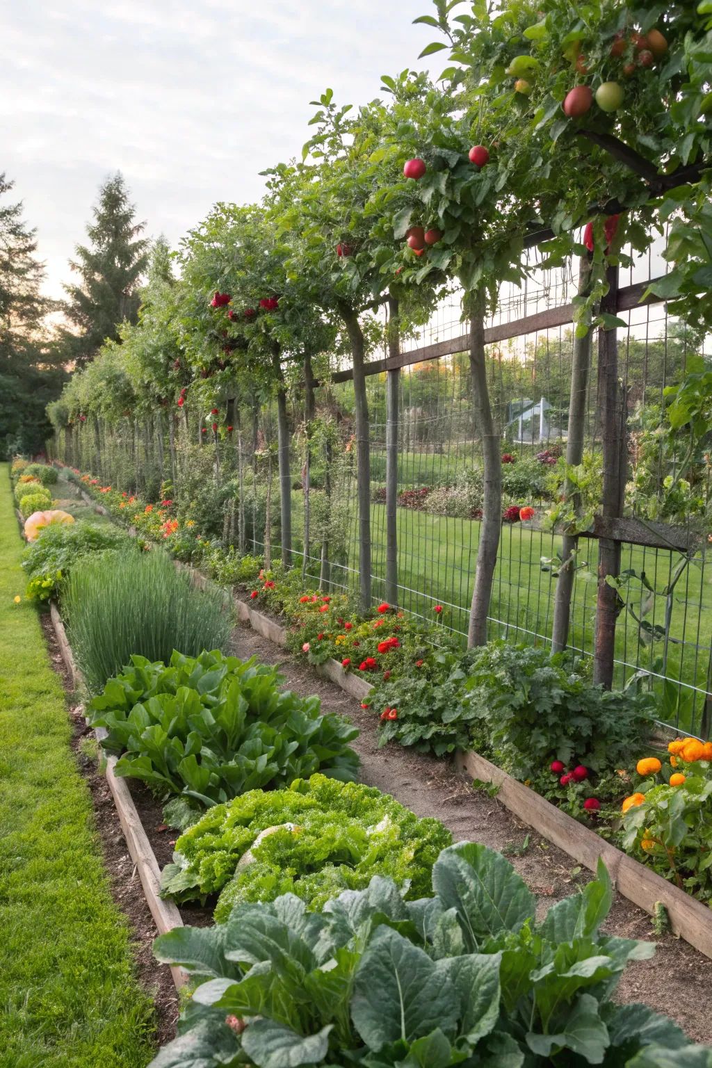 Garden Trellis with Climbing Plants