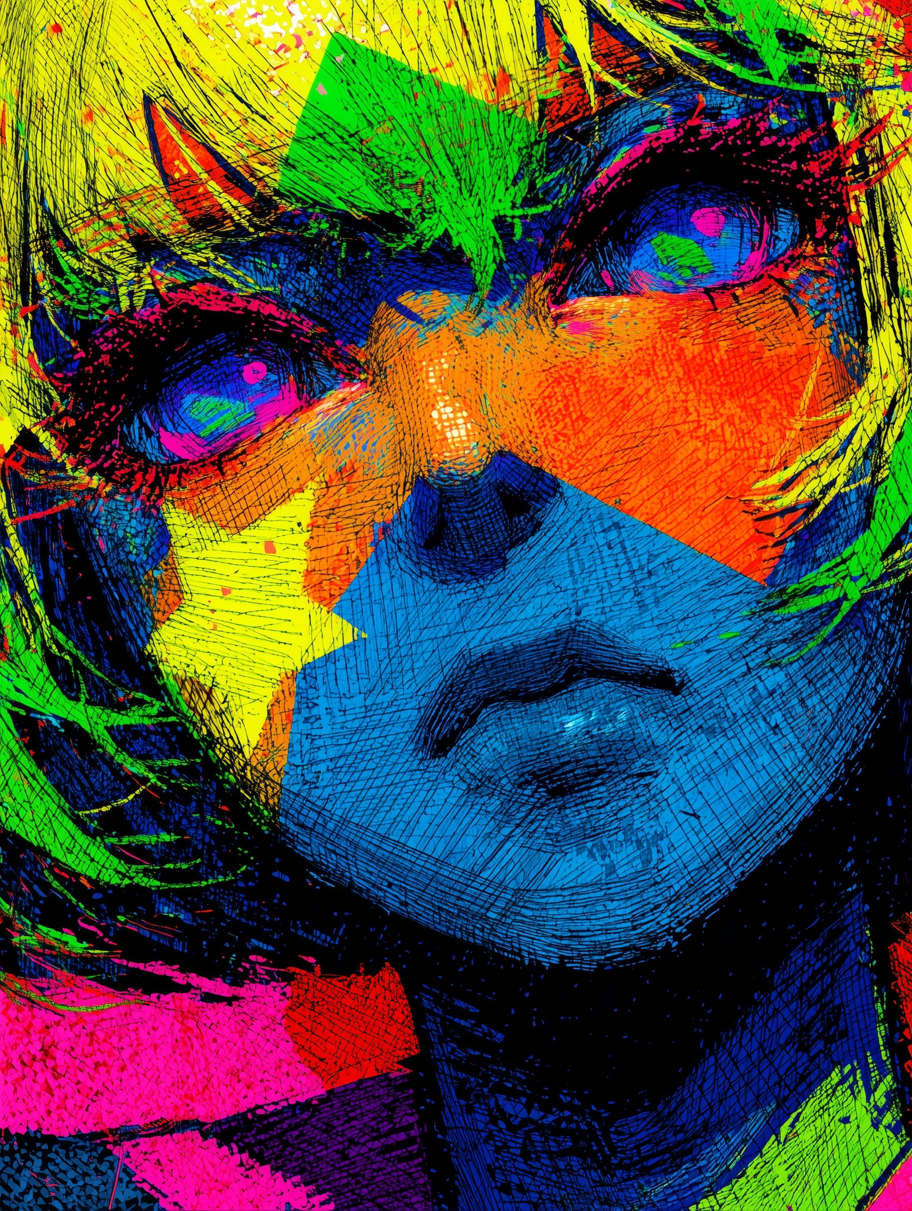 Abstract Portrait with Vibrant Colors