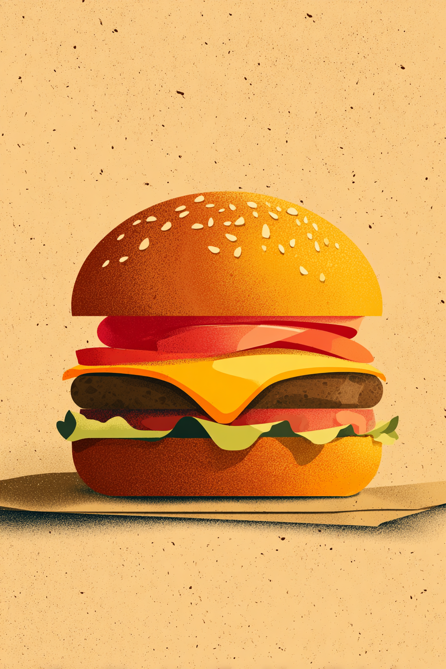 Giant Cheeseburger Illustration