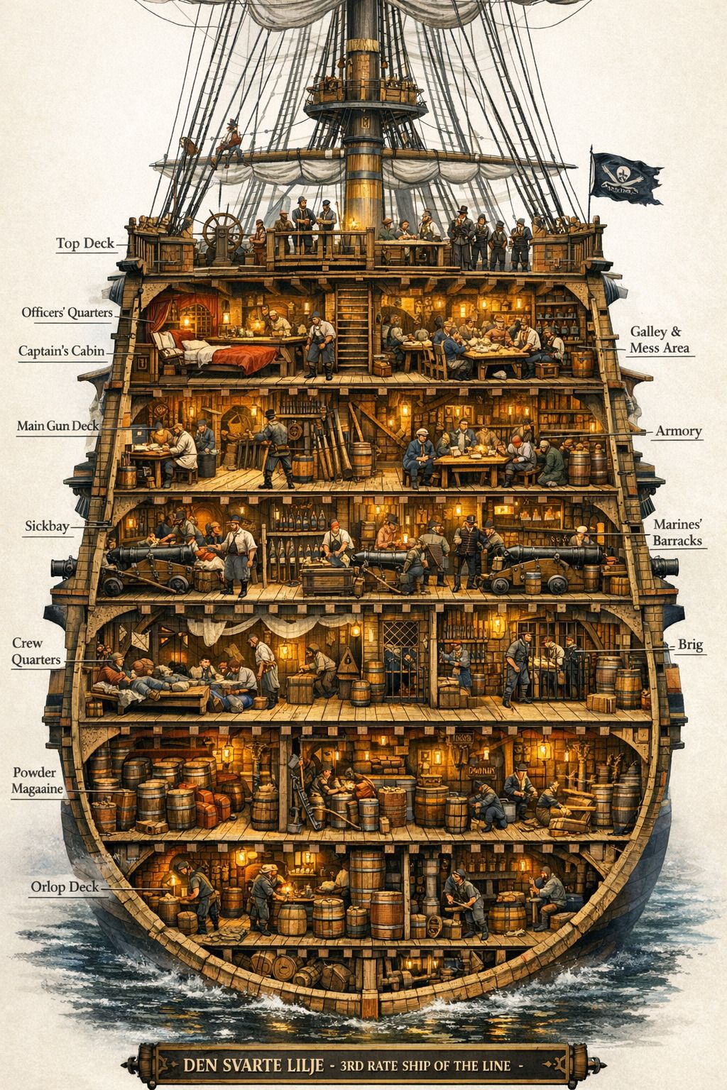 Cross-section of a historical ship