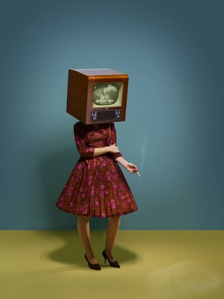 TV Headed Woman Smoking