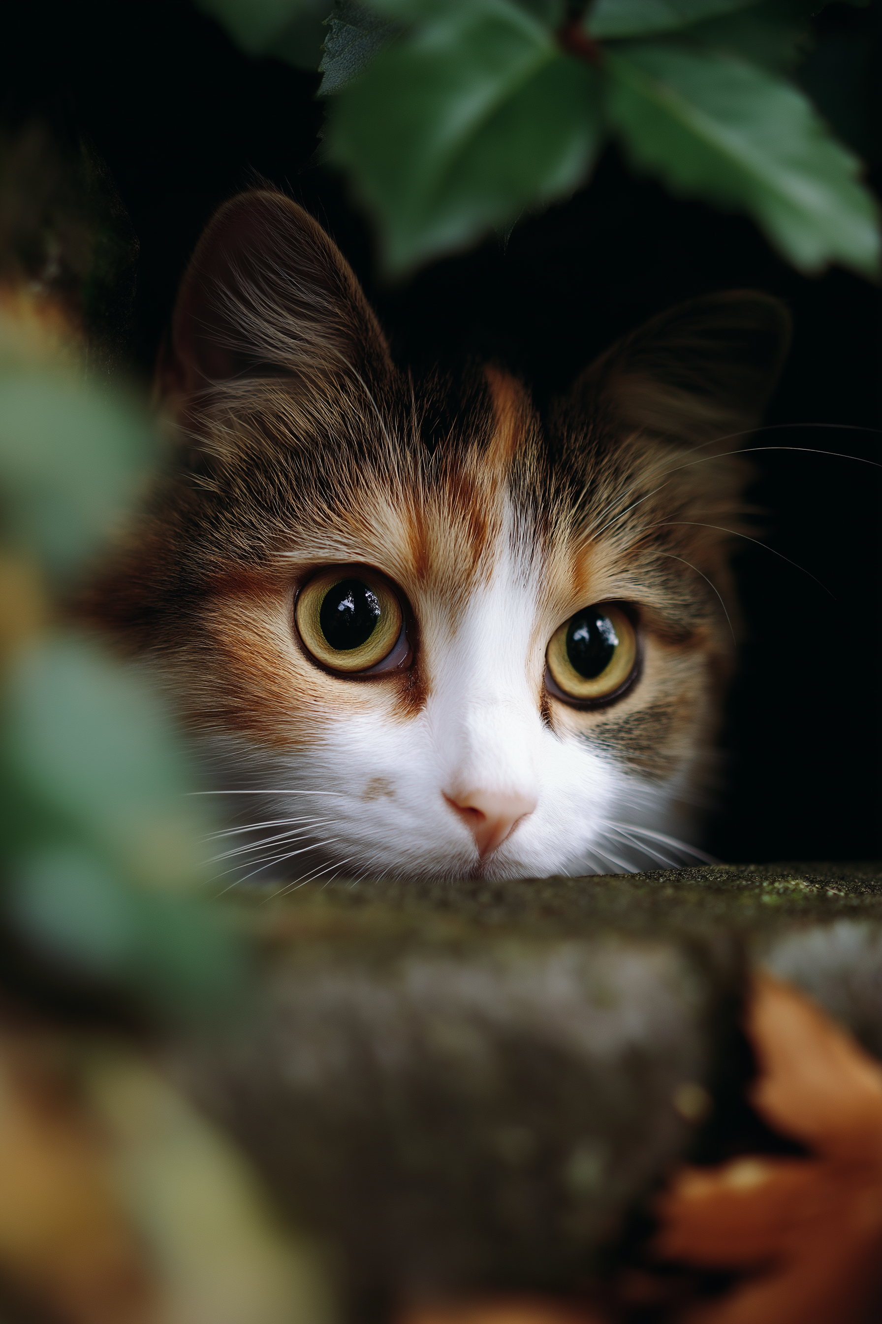 Curious Calico Cat Peeking