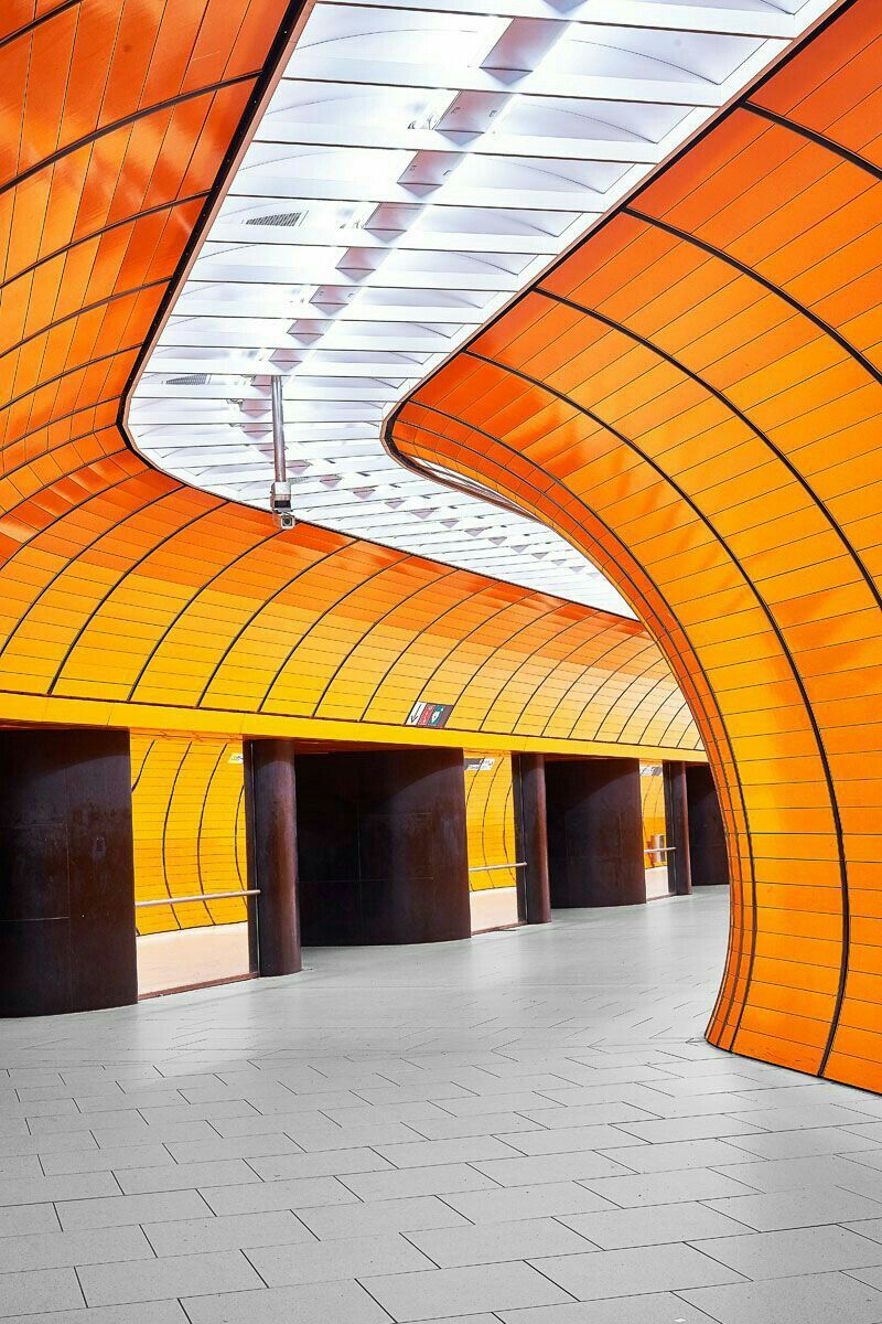 Modern Orange Subway Station