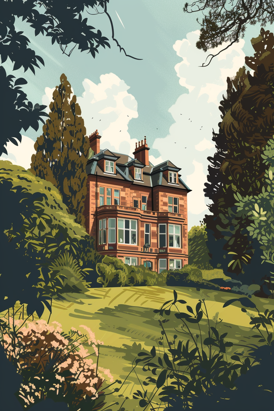 Victorian Mansion Amidst Lush Greenery